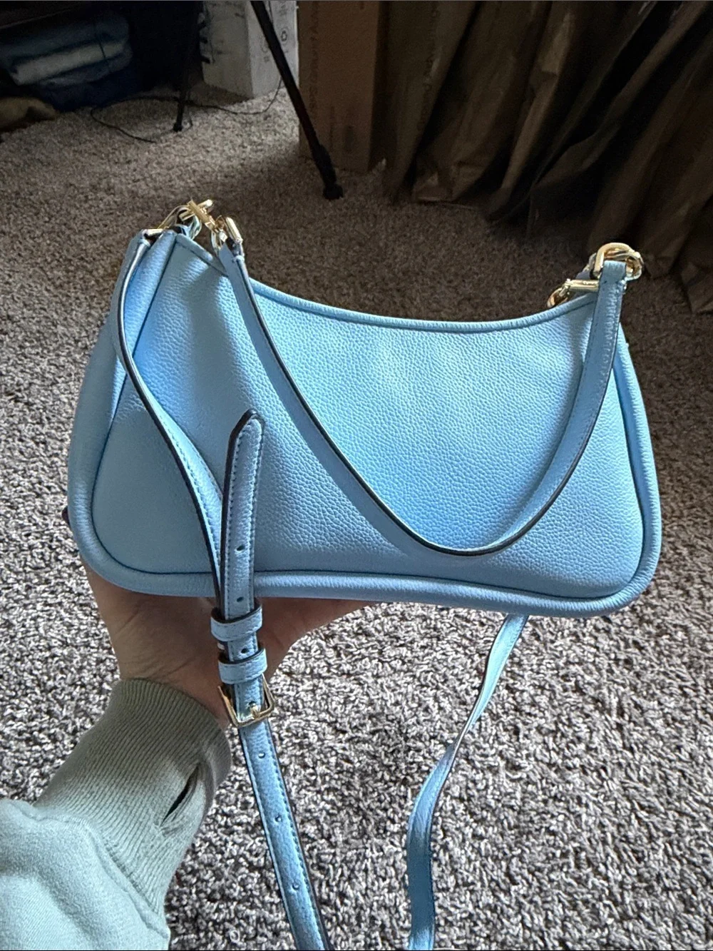 kate Spade small shoulder Blue Woven Leather Bag Gold Hardware KL026 Retail $399